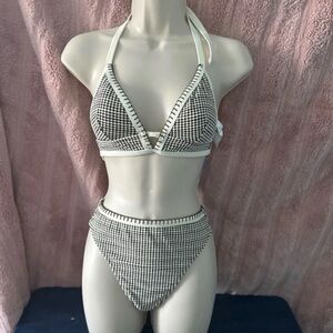 Cupshe Black and White Checkered Bikini